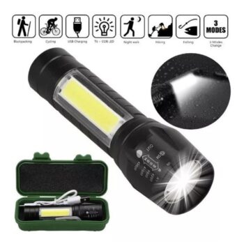 Linterna LED Recargable USB 600 Lúmenes a prueba de agua